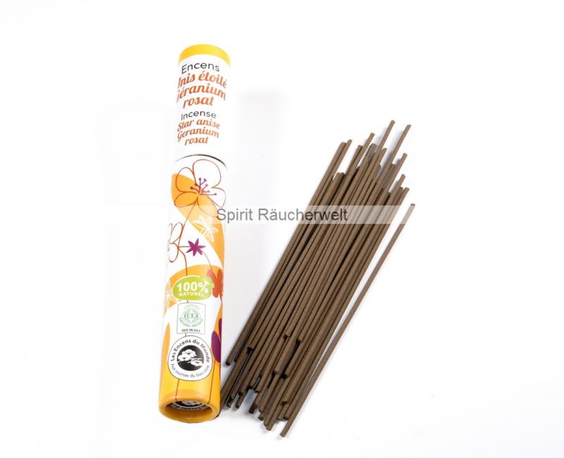 Geranie - Anis | pflanzliche 100% naturreine  Aromandise Räucherstäbchen - 30 Sticks