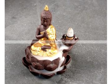 Buddha - Rückfluss Wasserfall Räucherkegelhalter, 2-teilig