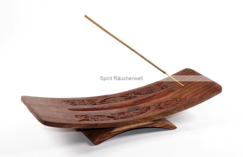Blätterranke - breiter Räucherstäbchenhalter aus Sheeshamholz