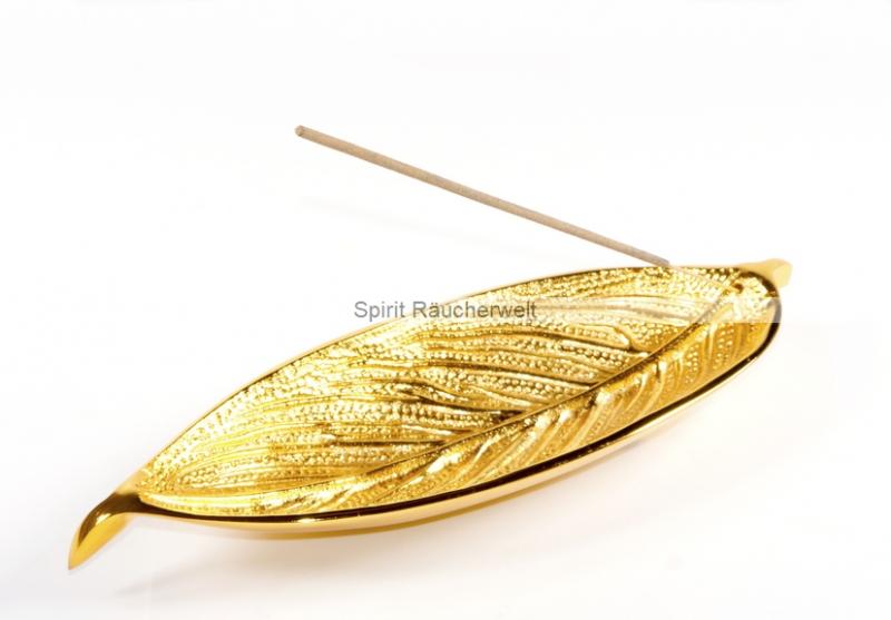 Blatt vergoldet - exklusiver Räucherstäbchenhalter