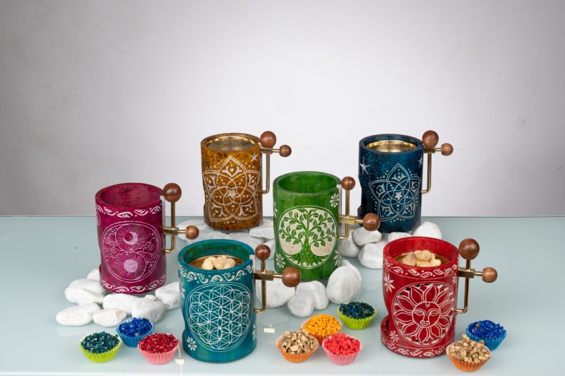 Sonne grau - höhenverstellbares Räucherstövchen aus Speckstein