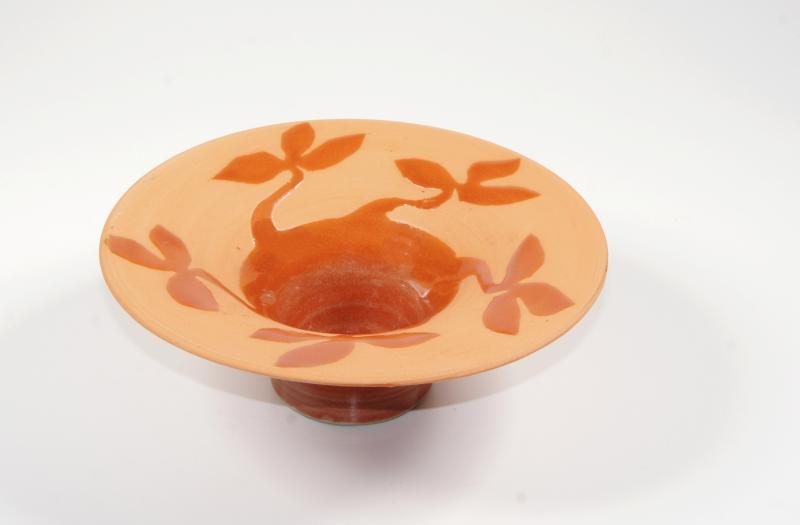 Räucherschale floral-rot getöpfert - D17x7cm