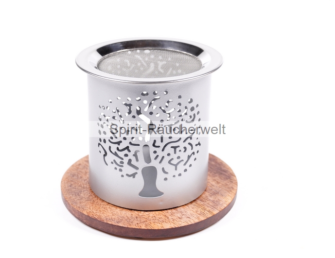 Baum des Lebens Metall Räucherstövchen mit Edelstahlsieb