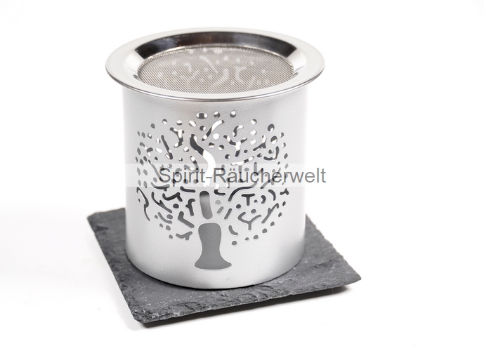 Baum des Lebens Metall Räucherstövchen mit Edelstahlsieb