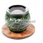 Flora grün Räucherstövchen Speckstein mit Edelstahlsieb