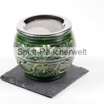 Flora grün Räucherstövchen Speckstein mit Edelstahlsieb