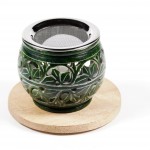 Flora grün Räucherstövchen Speckstein mit Edelstahlsieb