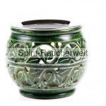 Flora grün Räucherstövchen Speckstein mit Edelstahlsieb