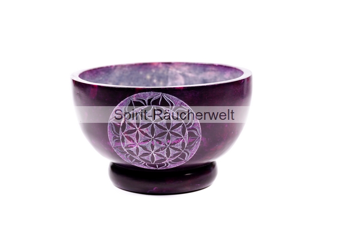 Blume des Lebens Räucherschale lila | Speckstein D13x7,5cm