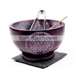 Blume des Lebens Räucherschale lila | Speckstein D13x7,5cm