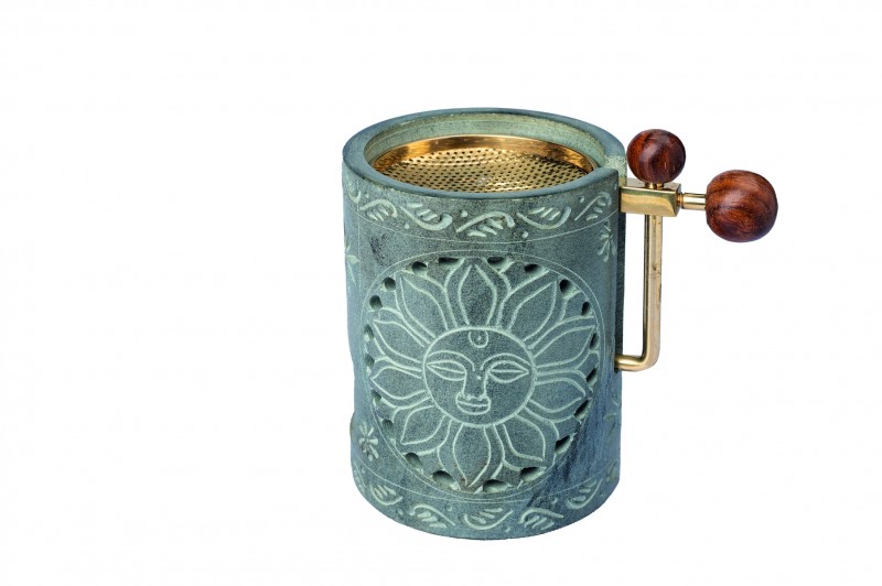 Sonne grau - höhenverstellbares Räucherstövchen aus Speckstein